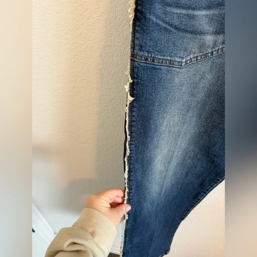 MAC Jeans Baggy Straight Size 12 / 42 Dark Wash Fringe - Picture 10 of 10